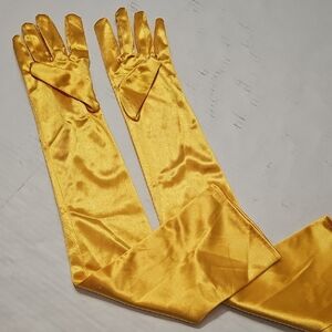 Luxurious Gold Satin Evening Gloves Perfect To Complete Your Costume